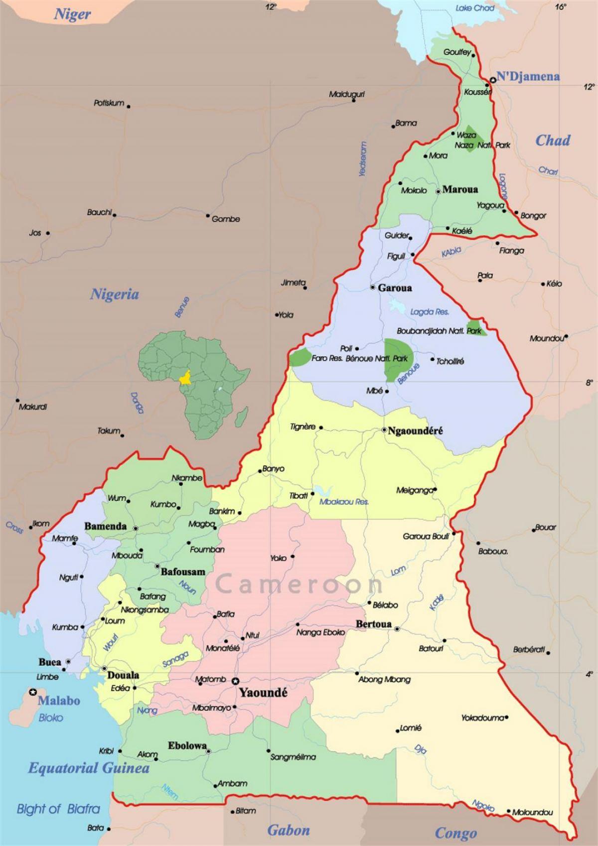 Camerun harta cu orase