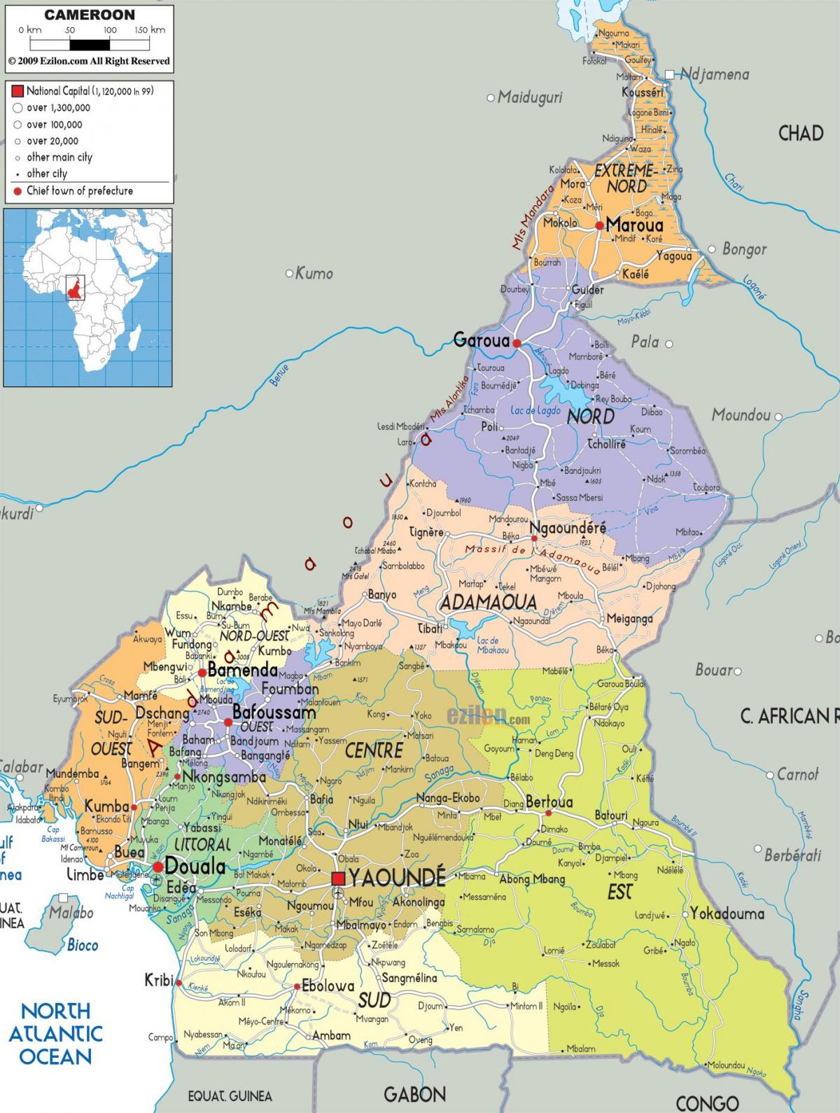 Camerun hartă regiuni