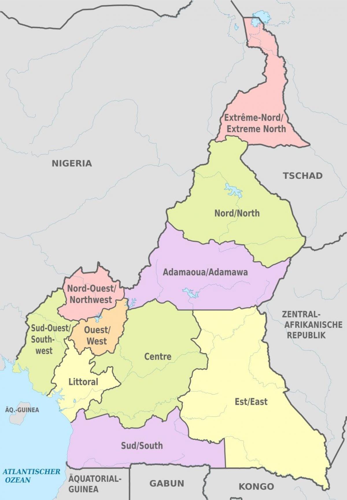 Harta administrativă Camerun