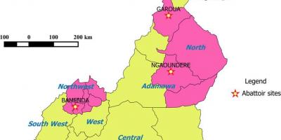 Camerun arată regiuni hartă